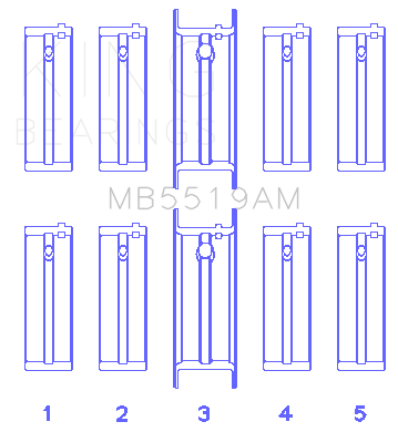 King Daewoo/Opel/Vauxhall (Size 0.5) Main Bearing Set - MB5519AM0.5