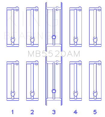 King Engine Bearings Opel C20Xe/X18Xe/X22Xe (Size +0.25mm) Main Bearing Set - MB5520AM1.25
