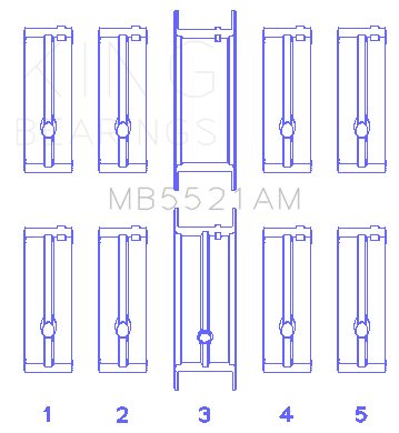 King Engine Bearings Chrysler 2.2 (Size +0.25mm) Main Bearing Set - MB5521AM0.25