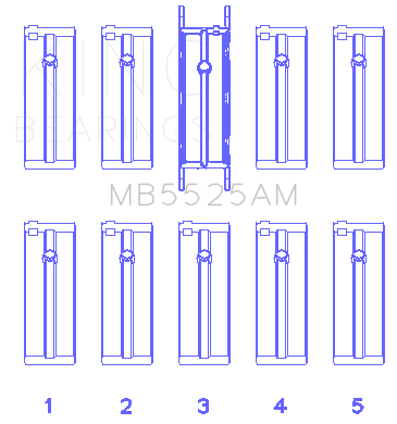 King Engine Bearings Ford 98Ci 1.6L 8V (Size +0.50mm) Main Bearing Set - MB5525AM1.5
