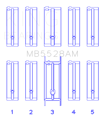 King Engine Bearings Mazda 626 F8/(Size +0.50mm) Main Bearing Set - MB5528AM1.5