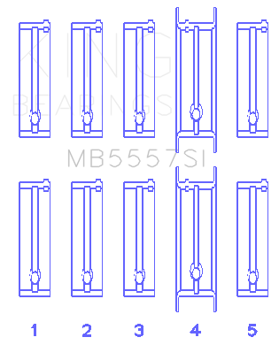 King Engine Bearings ChevrolET 121Ci/Ln2 134Ci (Size +1.0mm) Main Bearing Set - MB5557SI1.0
