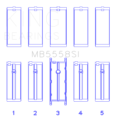 King Engine Bearings Ford R6A/114Ci 1.9L/121Ci 2.0L (Size +1.0mm) Main Bearing Set - MB5558SI1.0