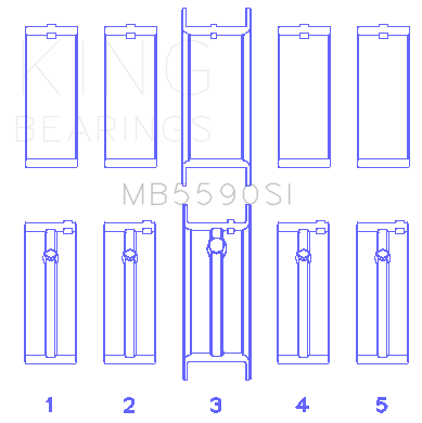 King Engine Bearings General Motors L40/Ld2/Lf0 2.3L (Size +1.0mm) Main Bearing Set - MB5590SI1.0
