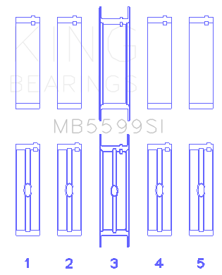 King International 421CI/446CI V8 (STD Size) Crankshaft Main Bearing Set - MB5599SI