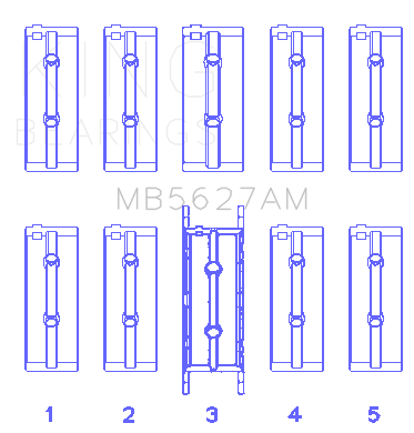 King Fiat 178E2.000/ 192B2.000/ 955A2.000 Main Bearing Set - MB5627AM
