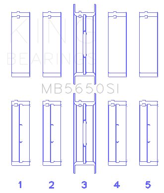 King Engine Bearings Ford 370/429/460 16B OHV Main Bearing Set - Set Of 10 - MB5650SI040