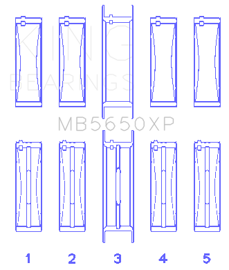King Ford 370/429/460 16V OHV (Size .001) Crankshaft Main Bearing Set - MB5650XP001
