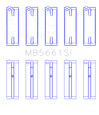 King Audi / Volkswagen ADZ/AWT/APK 1.6/1.8/2.0L Crankshaft Main Bearing Set (Set of 5) (Size +0.5) - MB5661SI0.5