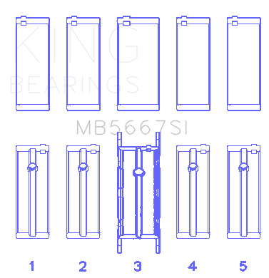 King Mini W10B16A/W11B16A (Size 0.25) Silicon Bi-Metal Aluminum Main Bearing Set - MB5667SI0.25