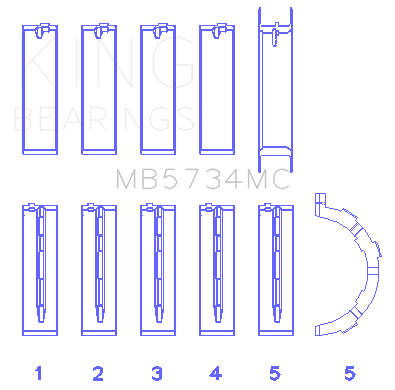 King Ford 302 CID Coyote (Size 0.75) Main Bearing Set - MB5734MC0.75