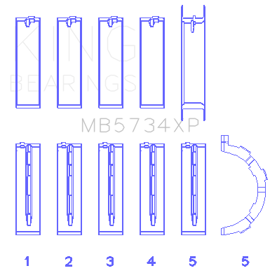 King Ford Mustang 302 Coyote (Size STDX) Performance Main Bearing Set - MB5734XPSTDX