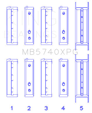 King Subaru EJ20/EJ22/EJ25 Housing Bore + .005 (Size 0.25) Main Bearing Set - MB5740XPG0.25