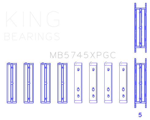 King Engine Bearings Subaru Fa20/Toyota 4U-Gse (Size +0.50mm) Main Bearing Set - MB5745XPGC0.5