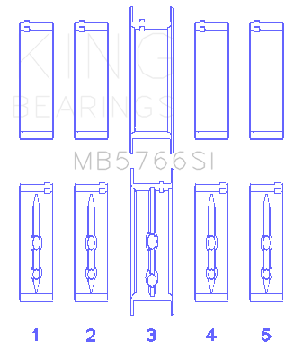 King GM LS1/2/4/6 (Housing Bore +.010) (Size .010 Oversized) Main Bearing Set - MB5766SI010