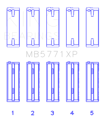 King Hyundai G4KF Crankshaft (Size +0.50) Main Bearing Set - MB5771XP0.5