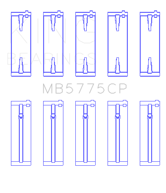 King Isuzu 4HK1 (Housing Bore +.010) (Size 0.50 Oversized) Main Bearing Set - MB5775CP0.5