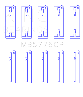 King Isuzu 4HK1 (Housing Bore +.020) (Size 0.50 Oversized) Main Bearing Set - MB5776CP0.5