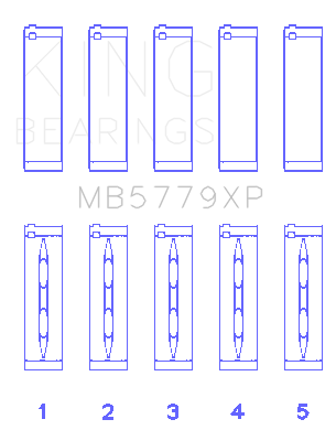 King Engine Bearings Audi CDaa/CDha/Chha/Chhb/Cjxa/Cjxb (Size +0.25mm) Main Bearing Set - MB5779XP0.25