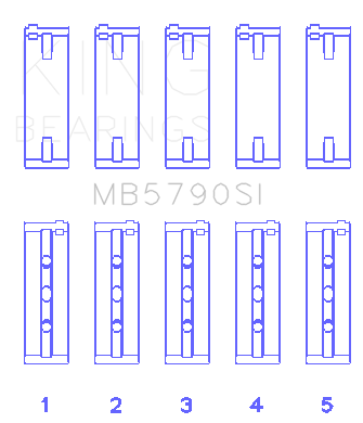 King Engine Bearings Porsche M 48.00/M 48.50 (Size +0.25mm) Main Bearing Set - MB5790SI0.25