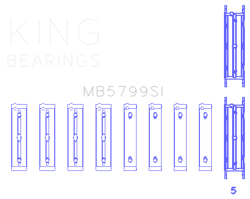 King Subaru FA20/ Toyota 4U-GSE/ O/S Housing .005in Main Bearing Set - MB5799SI