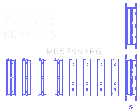 King Subaru FA20/ Toyota 4U-GSE/ O/S Housing .005 (Size 0.05) Main Bearing Set - MB5799XPG0.5