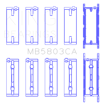 King BMW S65B40A (Size +0.25mm) Crankshaft Main Bearing ( Set of 5 ) - MB5803CA0.25