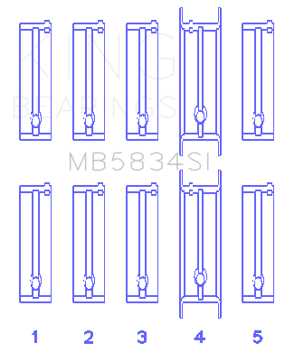 King Engine Bearings ChevrolET 121Ci/Ln2 134Ci Housing Bore +.002 (Size +1.0mm) Main Bearing Set - MB5834SI1.0