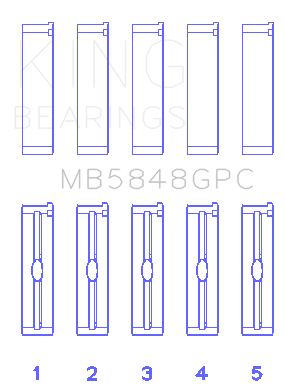King General Motors Duramax Diesel 0.040in O/S (Size 0.25) Coated Main Bearing Set - MB5848GPC0.25