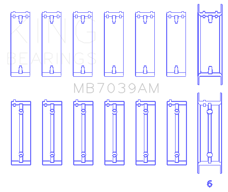 King Engine Bearings B.M.W/Opel M 51/M 57/D 25/Y 25 Td (Size +0.50mm) Main Bearing Set - MB7039AM0.5