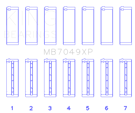 King Toyota 1FZFE (Size 0.50 Oversized) Performance Main Bearing Set - MB7049XP0.5