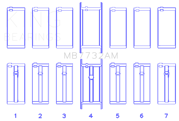 King Datsun L28 (Size +0.25mm) Crankshaft Main Bearing Set - MB7732AM0.25