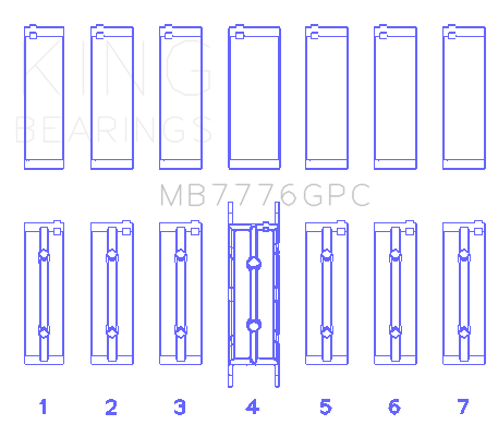 King BMW N55 B30A/ N53 B30A/ N52 B30A (Size 0.25) Main Bearing Set - MB7776GPC0.25