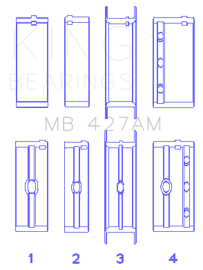 King Engine Bearings ChevrolET 173 V6 (Size +0.50mm) Main Bearing Set - MB427AM1.5