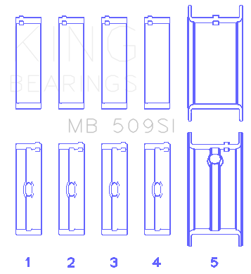 King Engine Bearings Chevrolet 400 Crankshaft Main Bearing Set (Set of 5) - Size .001 - MB509SI001