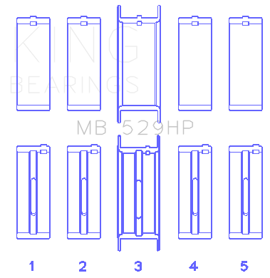 King Ford 302 5.0L Windsor (Size STDX) Main Bearing Set - MB529HPSTDX