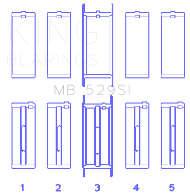 King Engine Bearings Ford V8 221 (Size STDX) Main Bearing Set - MB529SISTDX