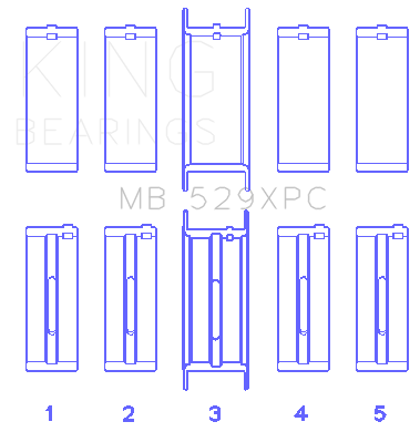 King Ford 260CI/289CI/302 5.0L Windsor Coated Crankshaft Main Bearing Set - MB529XPC
