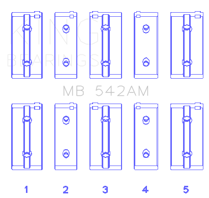 King Engine Bearings Peugeot 404 (Size +0.50mm) Main Bearing Set - MB542AM1.5