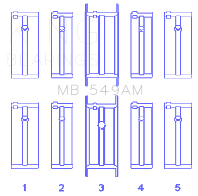 King Engine Bearings Datsun H-20 (Size +1.0mm) Main Bearing Set - MB549AM1.0