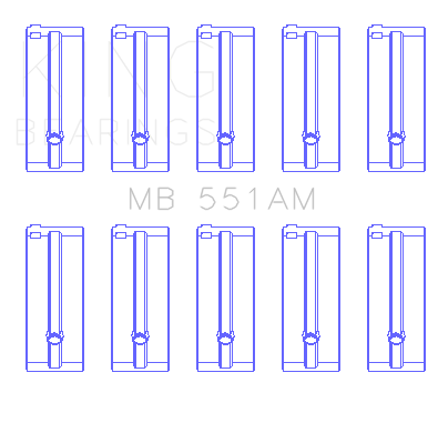 King Engine Bearings Toyota 3K/4K/(Size +0.50mm) Main Bearing Set - MB551AM1.5
