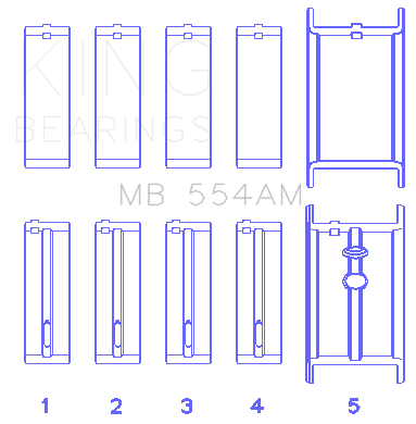King GM 265/283/302/327 8 Cyl (0.50 Oversized) Main Bearing Set - MB554AM050