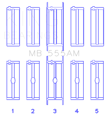 King Chrysler 350/361/383/403 (Size STD) Main Bearing Set - MB555AM