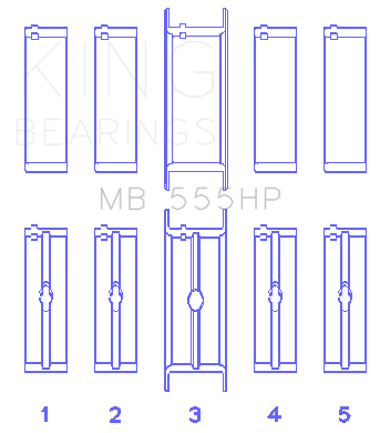 King Engine Bearings Chrysler 350/361/383/403 (Size STDX) Main Bearing Set - MB555HPSTDX