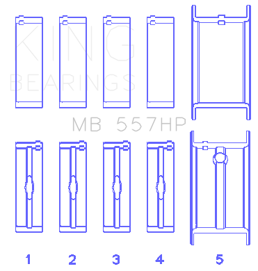 King Engine Bearings General Motors 262/267/302/307/327/350 (Size STDX) Main Bearing Set - MB557HPSTDX
