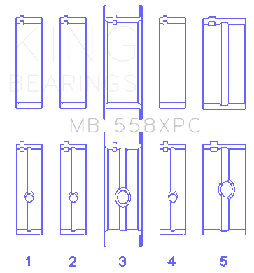 King Chrysler 273 / 301 / 313 / 318 / 340 (Size STDX Oversized) Crankshaft Main Bearing Set - MB558XPCSTDX