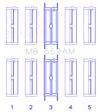 King Ford 330/352/360/390/410/428 Engine (Size 060) Main Bearing Set - MB559AM060