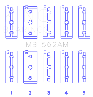 King Fiat / Lancia / Seat 4cyl  (Size STD) Main Bearing Set - MB562AM