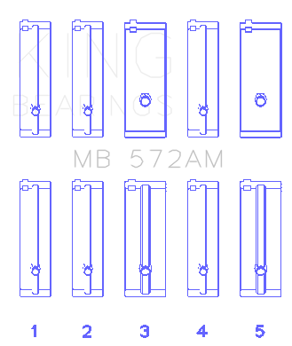 King Engine Bearings Mazda Vb/Vc/Ma/Na/Ub/Va (Size +0.25mm) Main Bearing Set - MB572AM1.25