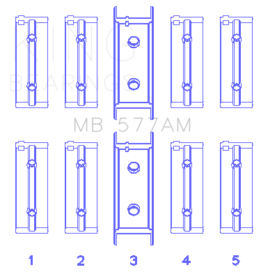 King Engine Bearings Mitsubishi 4G52 (Size +0.25mm) Main Bearing Set - MB577AM1.25